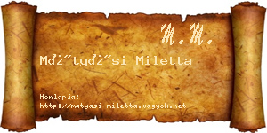 Mátyási Miletta névjegykártya